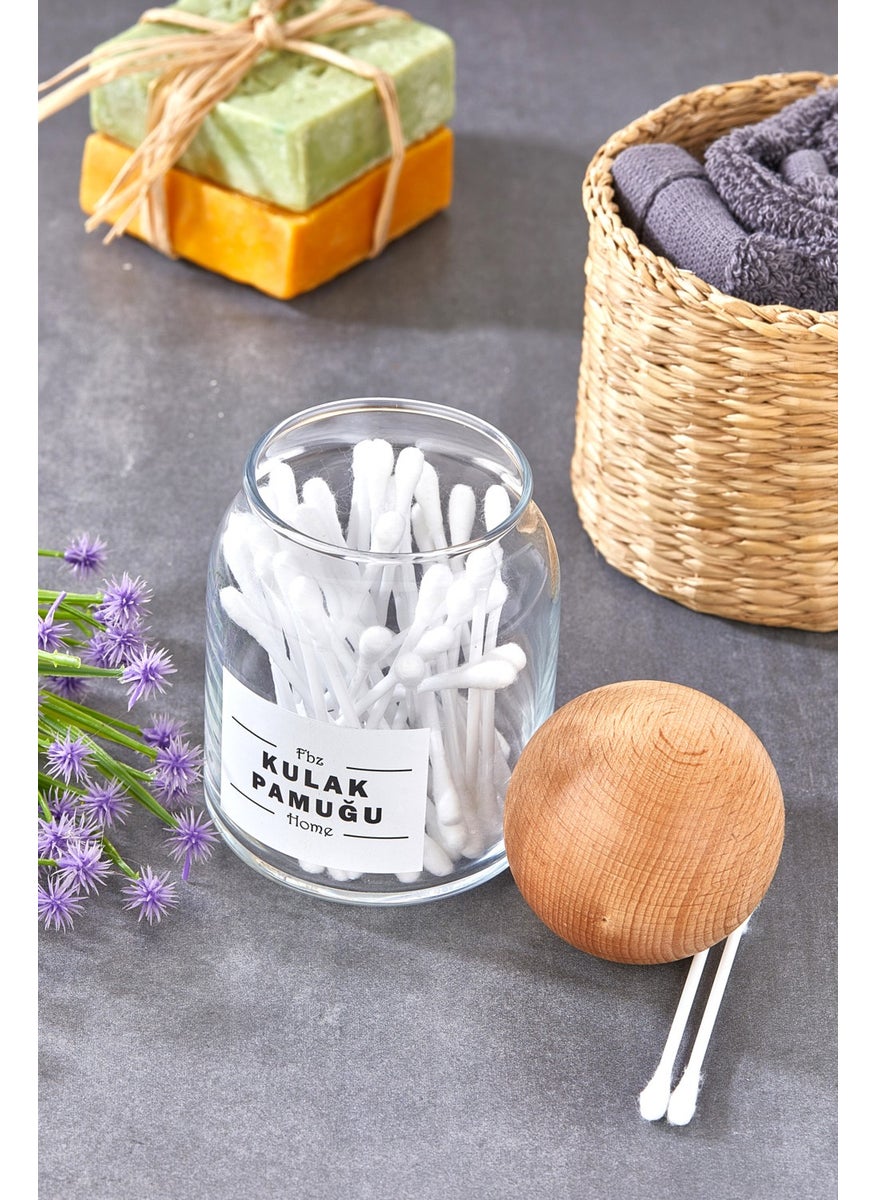 Fbz Home Glass Decorative Ball Covered Cotton Bud Organizer 300 ml  - Image 2