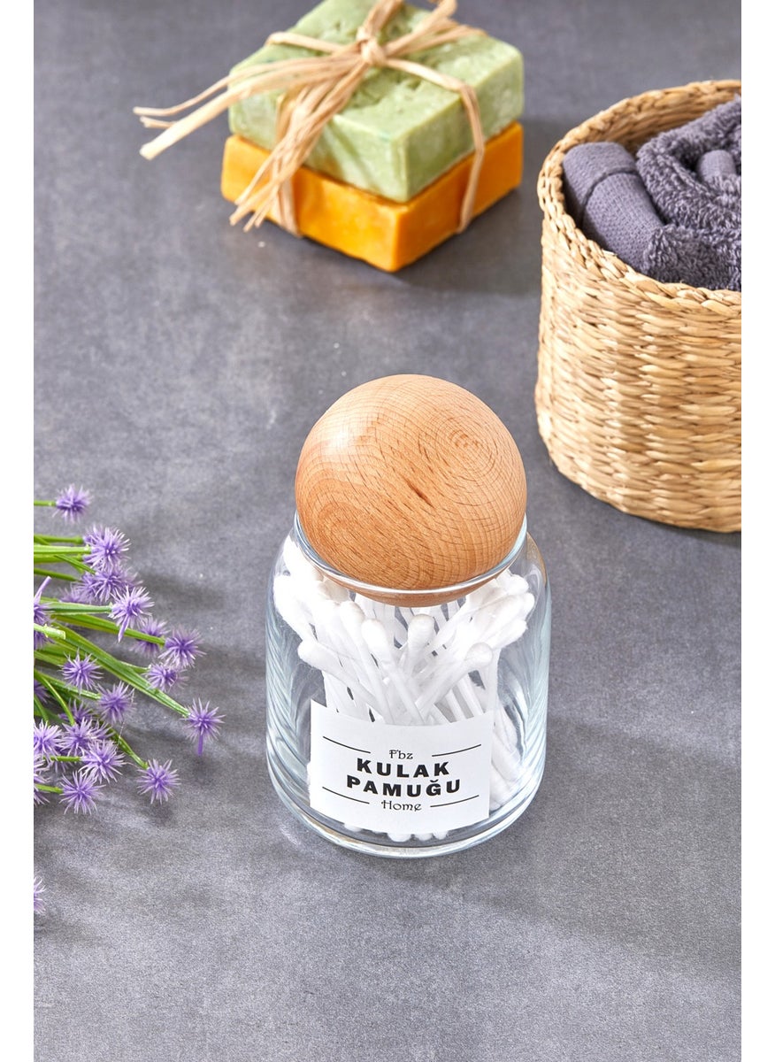 Fbz Home Glass Decorative Ball Covered Cotton Bud Organizer 300 ml  - Image 3