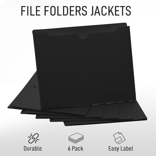 ACTIVITYYA Black File Jackets, 2 Inch Expansion, Letter Size, Reinforced Straight-Cut Tab, 6 Pack - Image 4