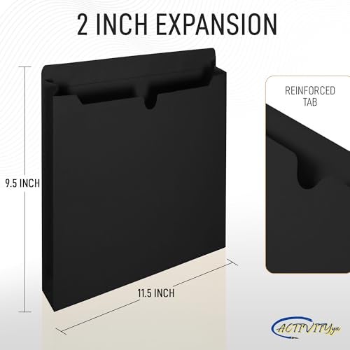 ACTIVITYYA Black File Jackets, 2 Inch Expansion, Letter Size, Reinforced Straight-Cut Tab, 6 Pack - Image 2