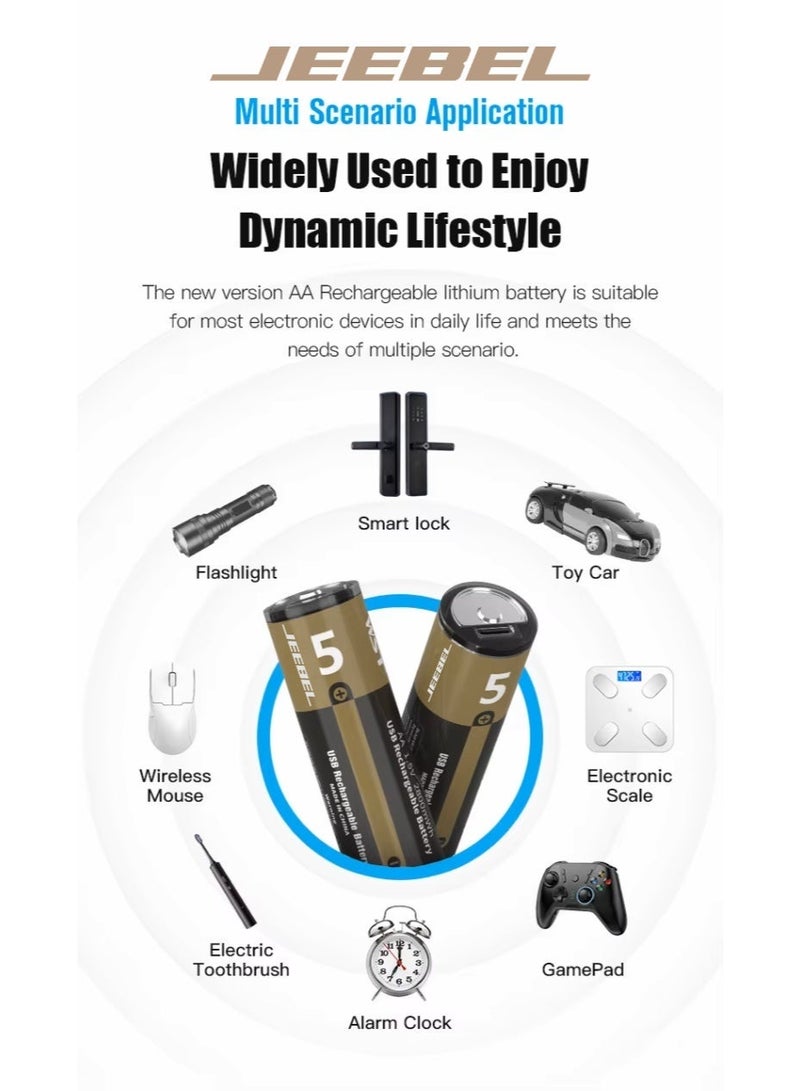 جيبيل بطاريات ليثيوم AA قابلة للشحن عبر منفذ USB-C، بسعة 2800mWh - Image 4