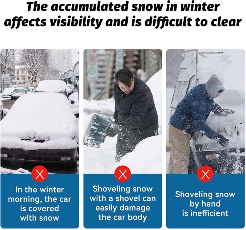 Alieemo 27" Detachable Aluminum Snow Brush & Ice Scraper for Car Windshield - Ergonomic Foam Grip, Suitable for Cars, Trucks, SUV Windshields & Windows, Winter Car Essential Tool (Black) - Image 3