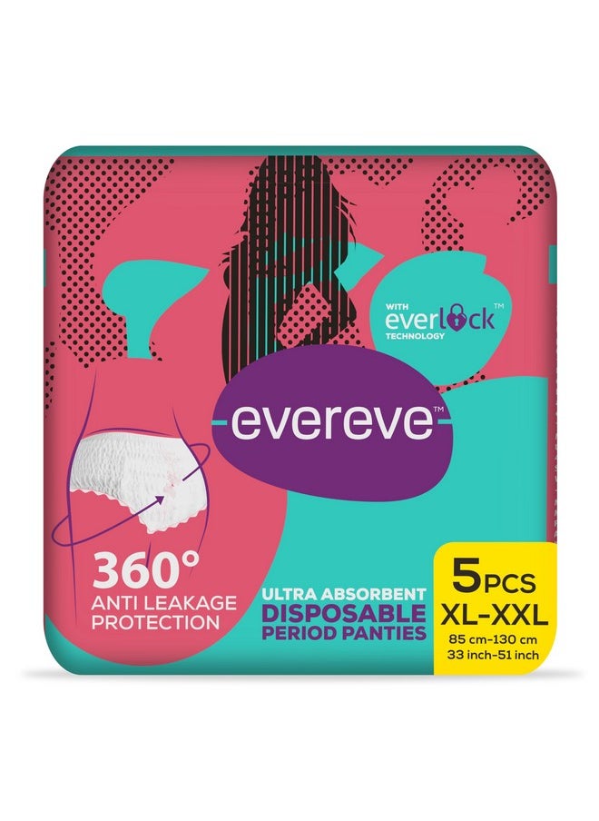 Evereve Ultra Absorbent Disposable Period Panties, Xl-Xxl, 5'S Pack, 0% Leaks, Sanitary Protection For Women & Girls, Maternity Delivery Pads, 360° Protection, Postpartum & Overnight Use, Heavy Flow  - Image 1