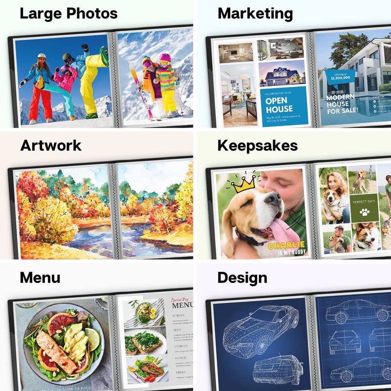 Dunwell 12x12 Binder with Sleeves - Folder with Clear Sheet Protectors, 24-Pockets, Display 48 Pages, 12 x 12 Presentation Book, Art Portfolio for Artwork, Keepsake Album - Image 4