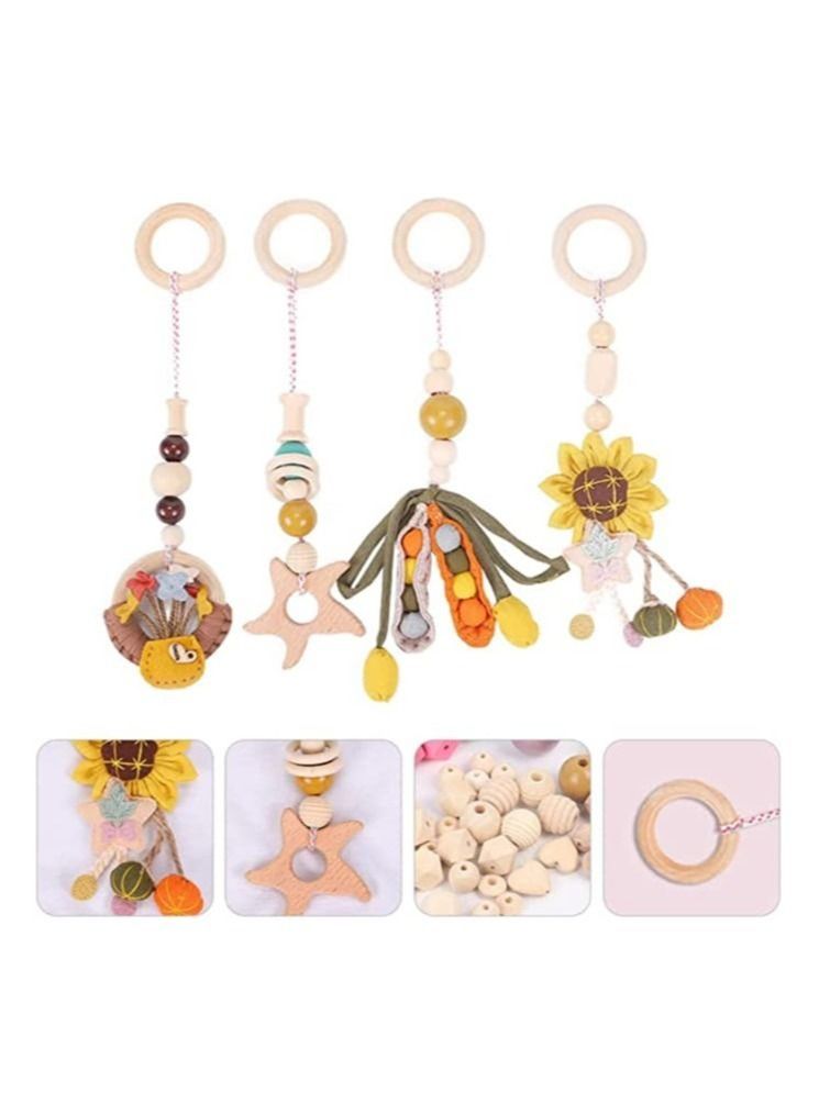 4PCS Baby Hanging Toy Wooden Baby Rattle Teether Toys Sensory Toys for Infants and Young Children Play Gym Frame Activity Gym Hanging Bar Baby Toy Appease Soothing Wind Chimes Toy - Image 3
