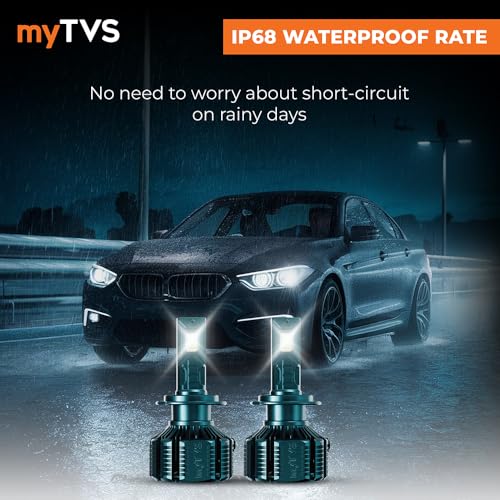 myTVS 200W LED Car Headlight Bulbs | 20000LM Super Bright 6000K LED Conversion Kit | High Power Waterproof Headlamps | Plug & Play, Long-Lasting, Universal Fit, 2-Year Warranty LED9-H7 - Image 5
