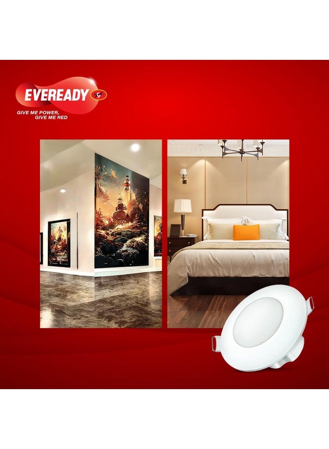 Eveready Eveready Polycarbonate 3W Mini Downlighter | Round Shape | High Efficiency 75 lm/W | 4KV Surge Protection | Integrated Driver | CCT: 6500K, 3000K, Blue, Red, Green, Pink|60mm Cut Size|Pack of 1 - Image 2