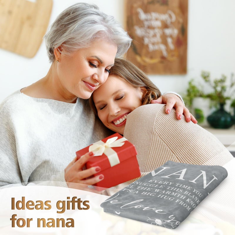 GiltGlimmer Nana Gifts  Gifts for Nana Blanket  Nana Birthday Gifts  Nana Gifts from Grandkids  Nana Gifts for Mothers Day Christmas  Super Soft Flannel Throw Blanket for Nana 50"" x 60""  Grey  - Image 2