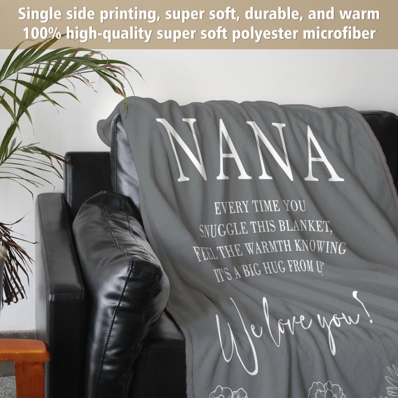 GiltGlimmer Nana Gifts  Gifts for Nana Blanket  Nana Birthday Gifts  Nana Gifts from Grandkids  Nana Gifts for Mothers Day Christmas  Super Soft Flannel Throw Blanket for Nana 50"" x 60""  Grey  - Image 4