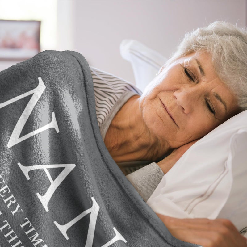 GiltGlimmer Nana Gifts  Gifts for Nana Blanket  Nana Birthday Gifts  Nana Gifts from Grandkids  Nana Gifts for Mothers Day Christmas  Super Soft Flannel Throw Blanket for Nana 50"" x 60""  Grey  - Image 3