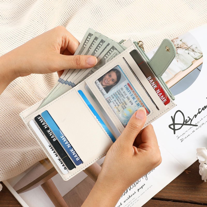 GAEKEAO Small Wallet for Women RFID Blocking Slim Bifold Floral Leather Card Holder with Zipper Pocket ID Window - Image 2