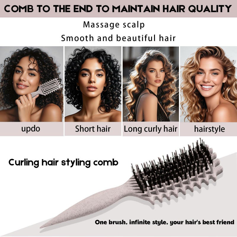 MMBVSZ Curly Hair Brush Candybrush Curl Defining Brush for Detangling Shaping and Defining Curls for Women, Men, Wet & Dry Hair (Beige) - Image 4