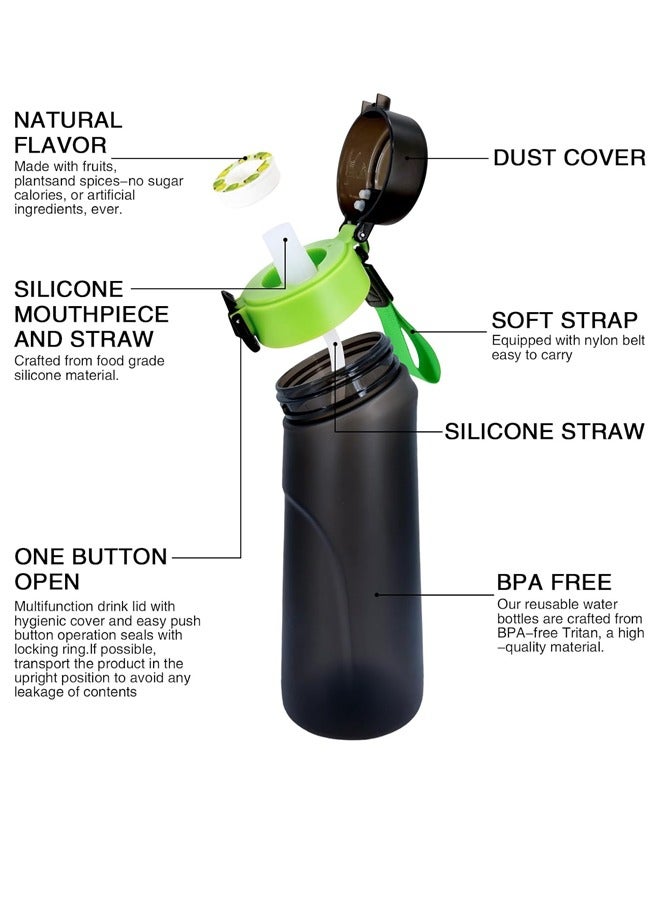 Generic A1r Up Bottle with 7 Pieces Flavoured Pods, 750ml Air Water Bottle, Scent Up Water Cup Suitable for Outdoor, Sports, Fitness, Fashion, 0 Sugar, 0 Calorie, Black - Image 3