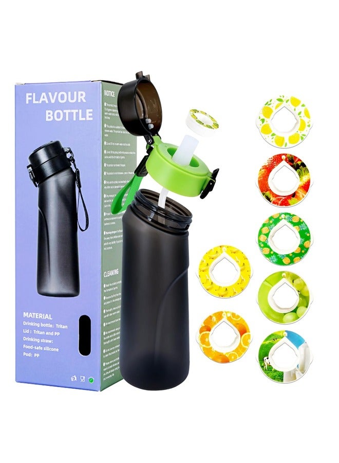 Generic A1r Up Bottle with 7 Pieces Flavoured Pods, 750ml Air Water Bottle, Scent Up Water Cup Suitable for Outdoor, Sports, Fitness, Fashion, 0 Sugar, 0 Calorie, Black - Image 1