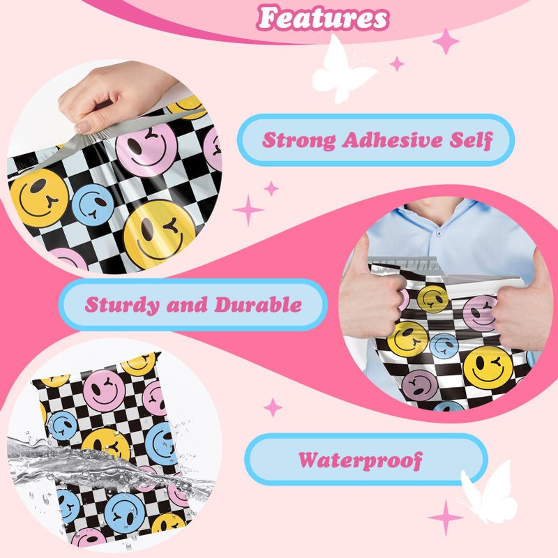 Fuxury Poly Mailers 10x13 Inch 50Pcs,Shipping Bags for Clothes,Strong Adhesive Shipping Envelopes for Small Business, Self Seal Poly Bag Mailing Envelopes Retro Checkerboard - Image 3