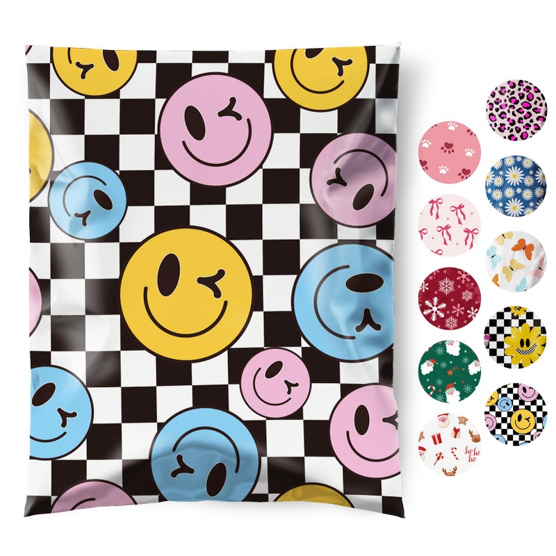 Fuxury Poly Mailers 10x13 Inch 50Pcs,Shipping Bags for Clothes,Strong Adhesive Shipping Envelopes for Small Business, Self Seal Poly Bag Mailing Envelopes Retro Checkerboard - Image 1