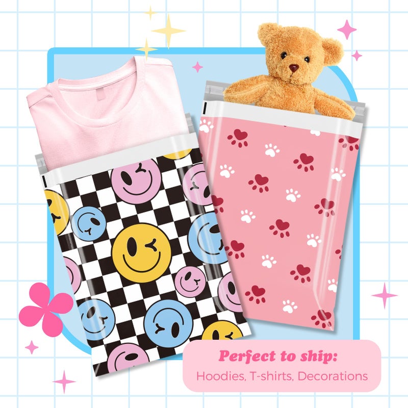 Fuxury Poly Mailers 10x13 Inch 50Pcs,Shipping Bags for Clothes,Strong Adhesive Shipping Envelopes for Small Business, Self Seal Poly Bag Mailing Envelopes Retro Checkerboard - Image 4