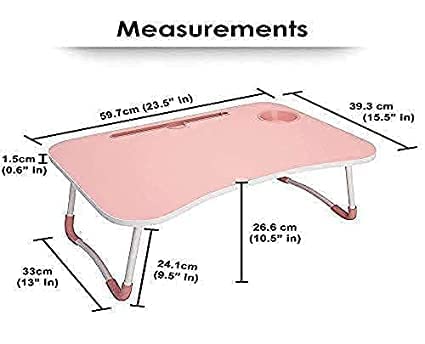 Radiant Wood Smart Multi-Purpose Laptop Table, Dock Stand, Study Table, Bed Table, Foldable, Portable, Ergonomic, Rounded Edges, Non-Slip Legs (Pink) 60D x 40W x 27H Cm - Image 2