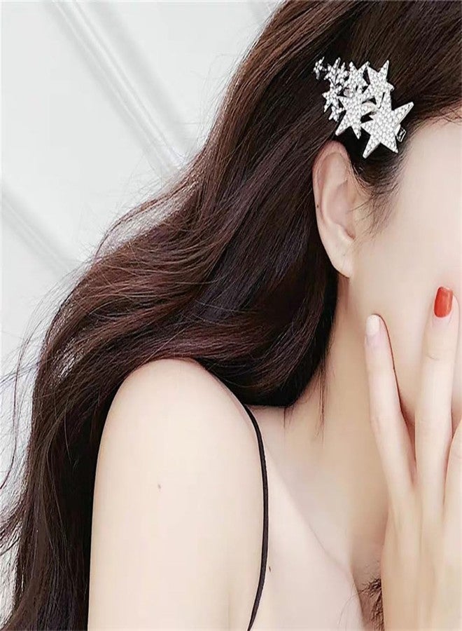 nanaxagly 4 Pcs Five-pointed Star Shining Rhinestone Hair Clip, Elegant Duckbill Clip Fashion Hair Barrettes Accessories for Girls and Women (Gold+Silver) - Image 3