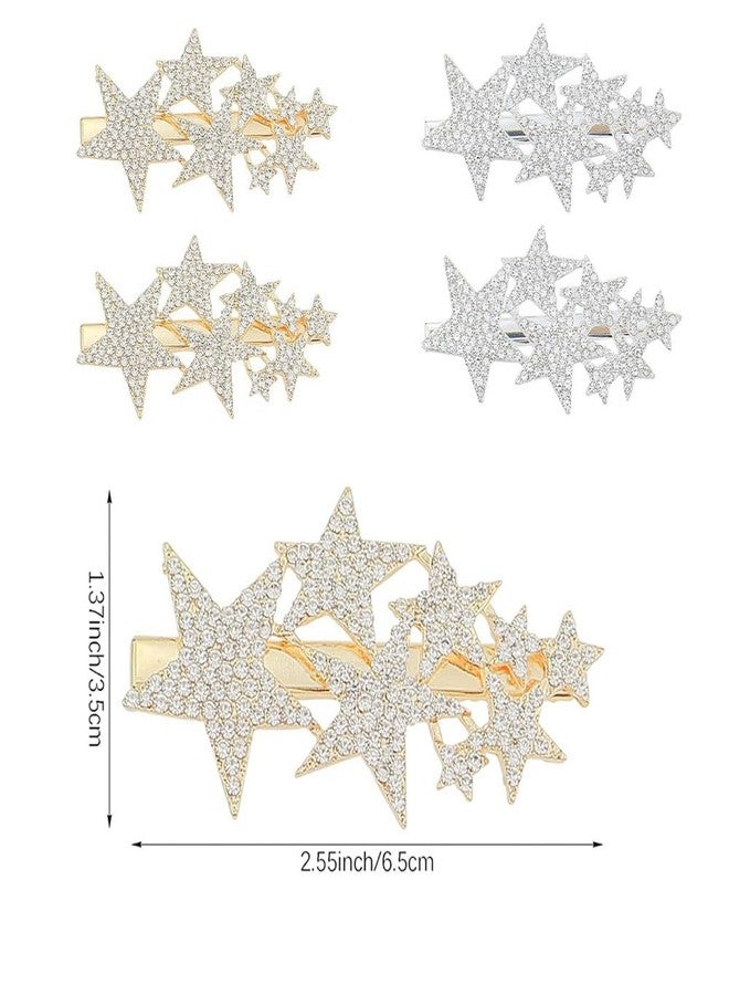 nanaxagly 4 Pcs Five-pointed Star Shining Rhinestone Hair Clip, Elegant Duckbill Clip Fashion Hair Barrettes Accessories for Girls and Women (Gold+Silver) - Image 5