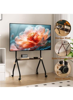 FlashHawk Easel Mobile TV Stand, Rolling TV Cart Floor Stand for 32 to 75 Inch LED LCD OLED Screens, Height Adjustable TV cart with Wooden Tray for Bed Room, Living Room  - Image 4