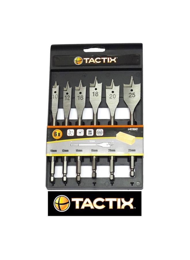 Tactix 6-Piece Break-Resistant Durable Flat Wood Drill Set Grey - Image 3