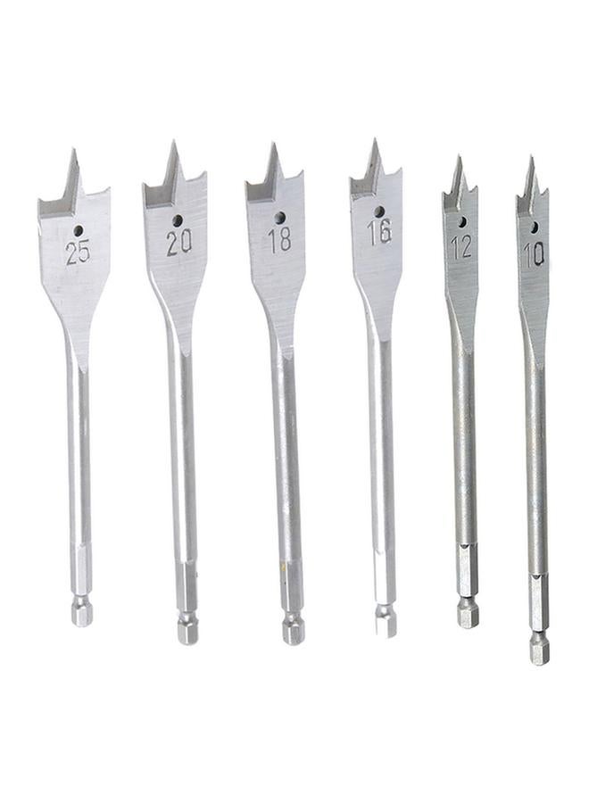 Tactix 6-Piece Break-Resistant Durable Flat Wood Drill Set Grey - Image 4