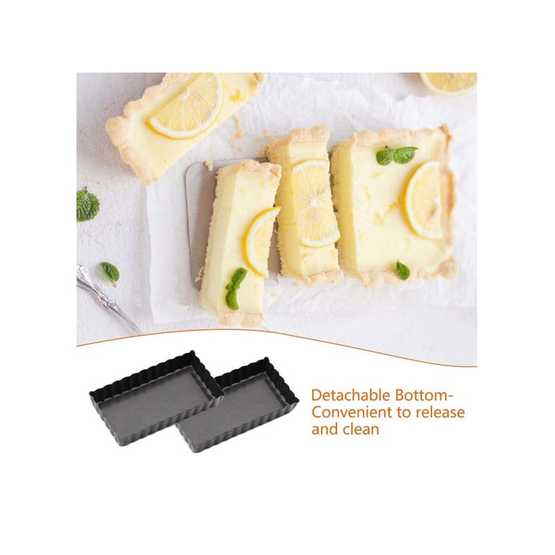 Zikra Mini Tart Pan Set of 4 Rectangular Non-Stick 4 Inch Quiche Pan Loose Removable Bottom Tart Pan for Pies, Quiche Bakeware, Cheese Cakes, Desserts - Image 3