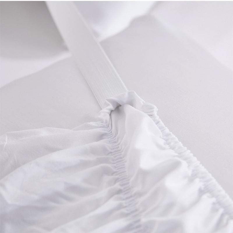 Elastic Dust Ruffle Bed Shirt Fashion Polyester Bed Bedding Pleated Skirt for Home Hotel - 200x200cm (White) - Image 4