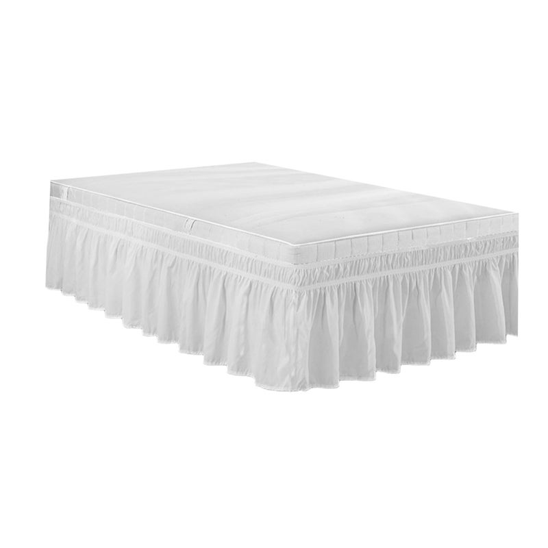 Elastic Dust Ruffle Bed Shirt Fashion Polyester Bed Bedding Pleated Skirt for Home Hotel - 200x200cm (White) - Image 1