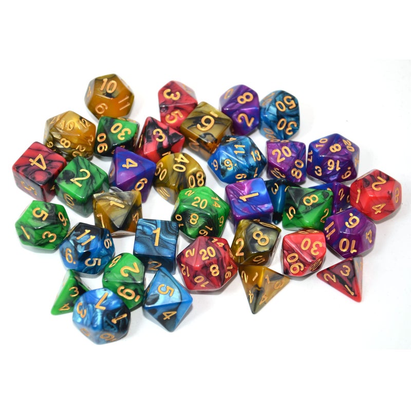 SmartDealsPro 5 x 7-Die Double-Colors Polyhedral Dice Sets with Pouches for D&D DND RPG MTG Dungeon and Dragons Table Board Roll Playing Games D4 D6 D8 D10 D% D12 D20 - Image 4