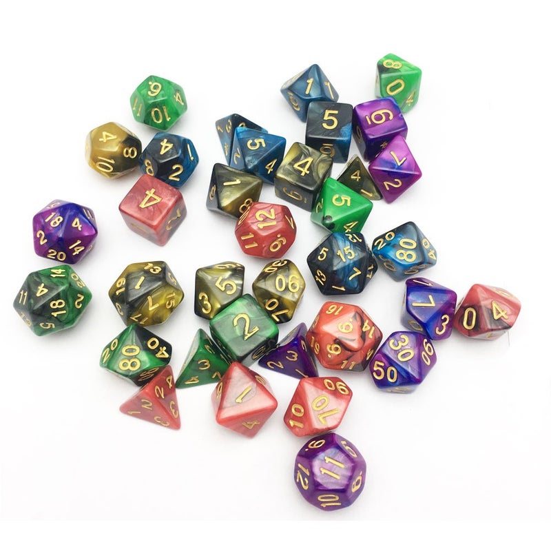 SmartDealsPro 5 x 7-Die Double-Colors Polyhedral Dice Sets with Pouches for D&D DND RPG MTG Dungeon and Dragons Table Board Roll Playing Games D4 D6 D8 D10 D% D12 D20 - Image 5