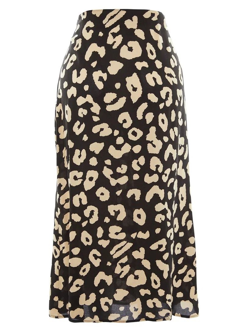 Trendyol Curve Animal Print Side Slit Midi Skirt