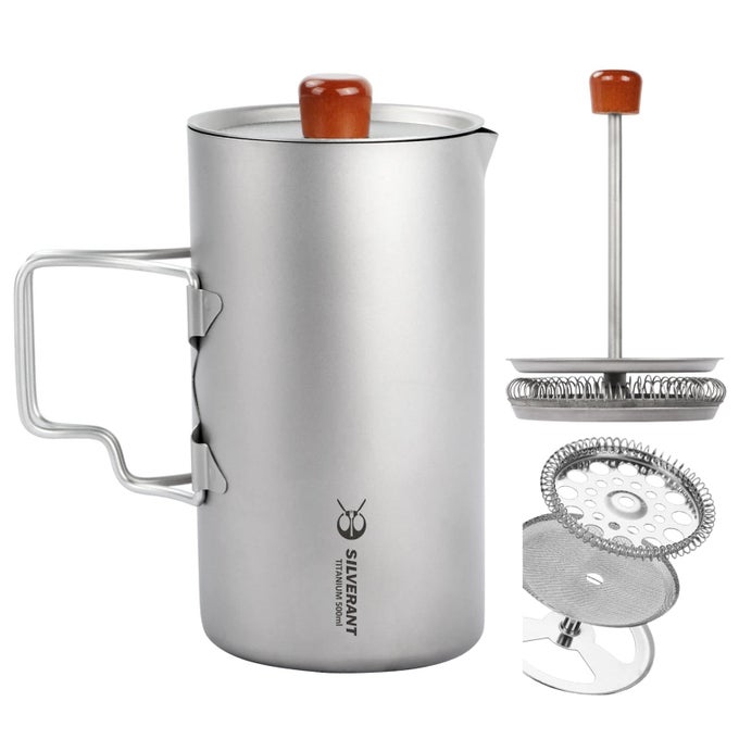 TITANIUM COFFEE FRENCH PRESS CUP CAMPING MUG TRAVEL COFFEE MAKER FOR BACKPACKING HIKING