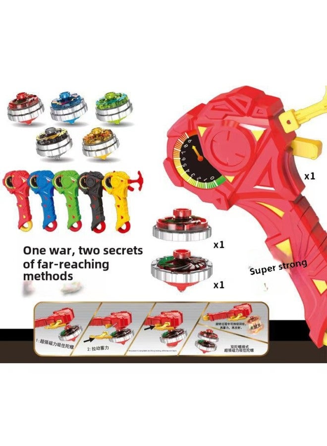 Double Super Tuo Second Generation Collision Burst Top Toy Super-variant Strong Magnetic Force Gyro-Color:Red Lotus Flame-Cool Box -2 Gyro  - Image 2