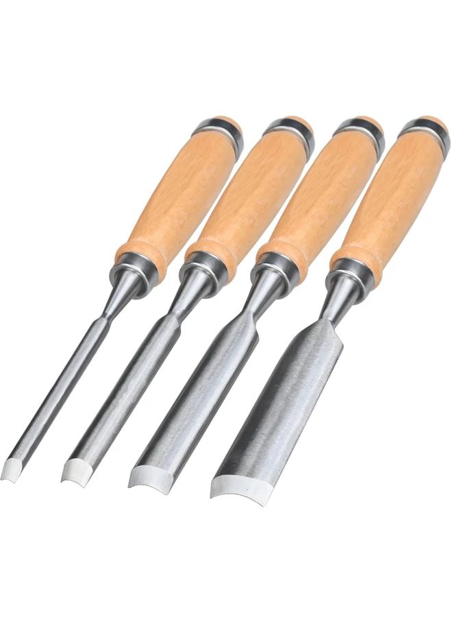 4 Pcs Half Round Wood Chisels Chrome Vanadium Steel Oil Rubbed Finish Wood Handles - Image 1
