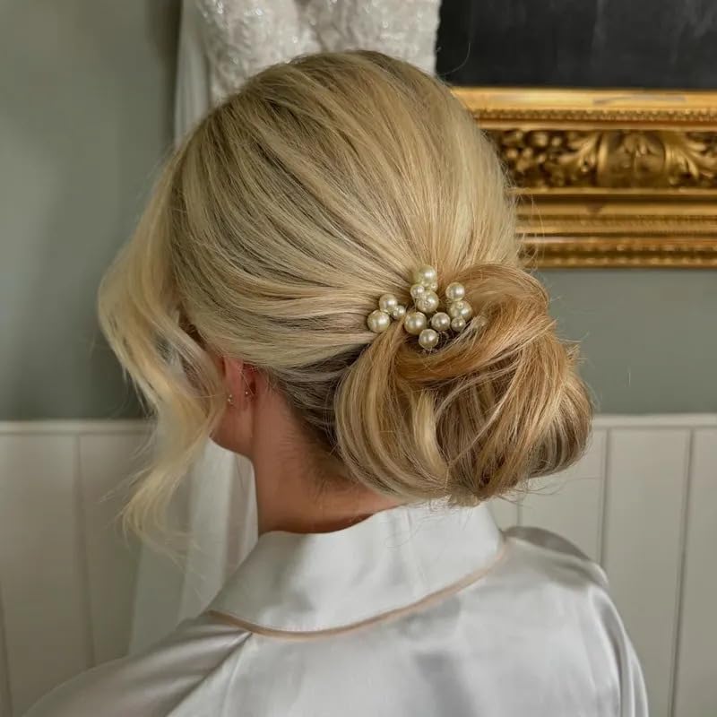 DORMITORRY DORMITORRY Elegant Pearl Hair Pins for Women Gold UShaped Bridal Hair Accessories Set of 5 Handmade Bobby Pins for Wedding Prom or Special Occasion Updo Styling Gold  - Image 5