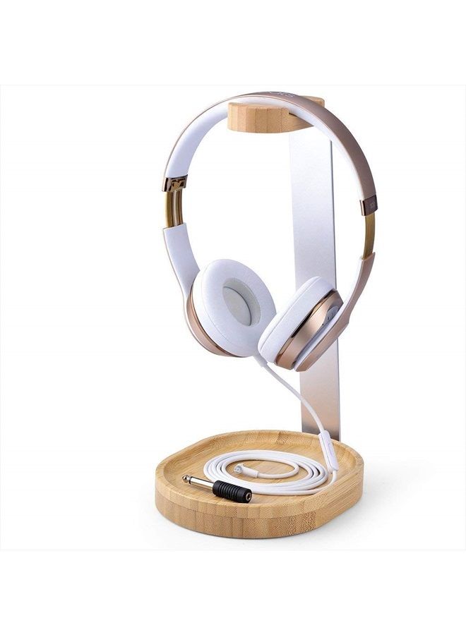 Avantree Universal Wooden & Aluminum Headphone Stand Hanger with Cable Holder, Sturdy Desk Headset Mount Rack for Sony, Bose, Shure, Jabra, JBL, AKG, Gaming Headphones Display - TR902 - Image 1