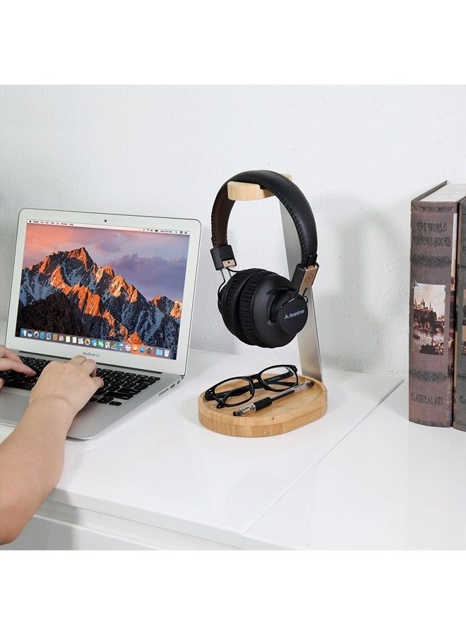 Avantree Universal Wooden & Aluminum Headphone Stand Hanger with Cable Holder, Sturdy Desk Headset Mount Rack for Sony, Bose, Shure, Jabra, JBL, AKG, Gaming Headphones Display - TR902 - Image 3