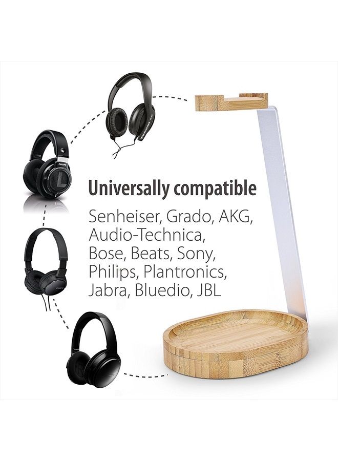 Avantree Universal Wooden & Aluminum Headphone Stand Hanger with Cable Holder, Sturdy Desk Headset Mount Rack for Sony, Bose, Shure, Jabra, JBL, AKG, Gaming Headphones Display - TR902 - Image 4