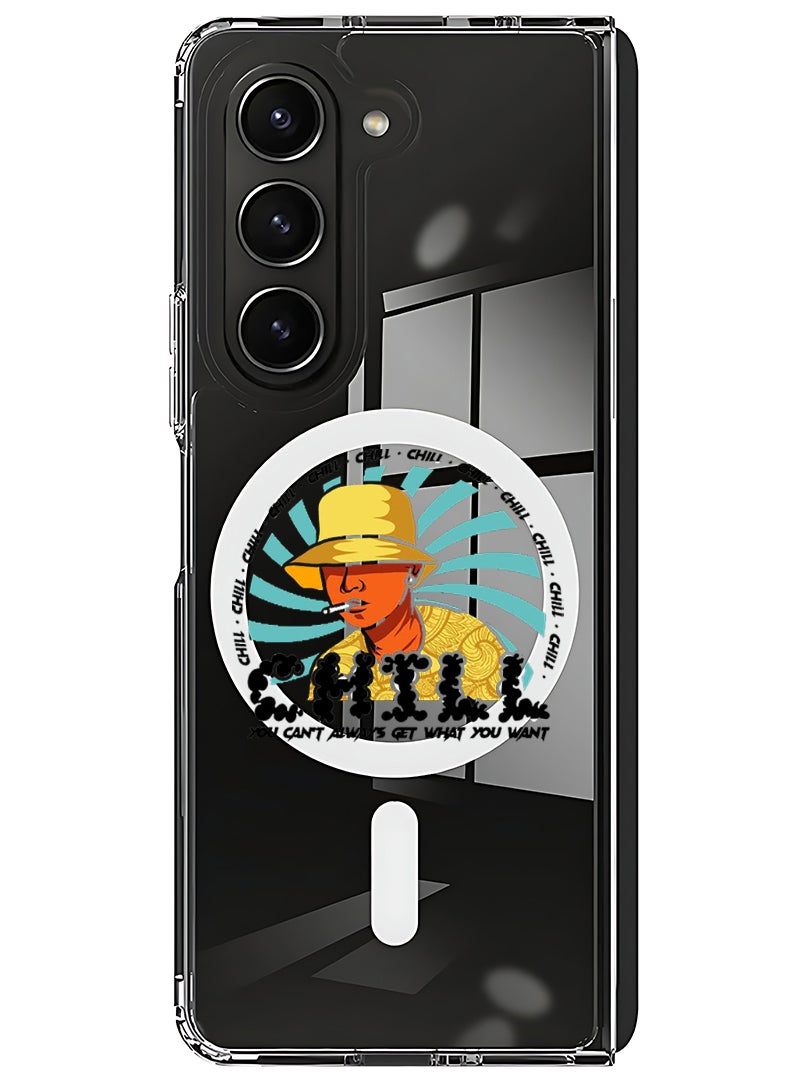 Theodor Magnetic Case for Samsung Galaxy Z Fold 5 Compatible with MagSafe Wireless Charging, Shockproof Phone Bumper Cover Cant always get what u want Black - Image 1