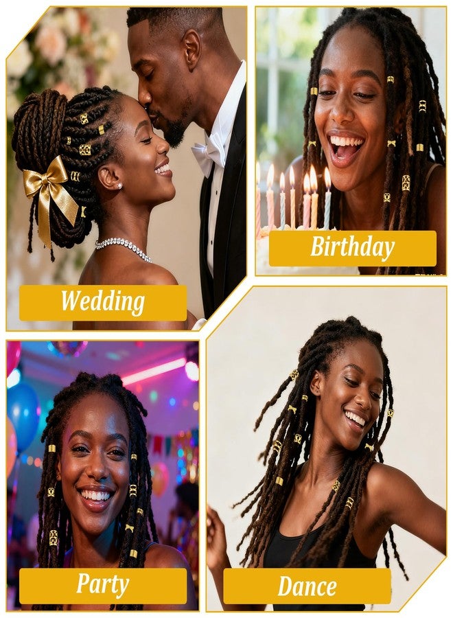 Matwsec 120PCS Gold Hair Jewelry for Braids, Loc Jewelry for Dreadlocks Metal Hair Clips for Braids Dreadlock Locs Accessories, Adjustable Hairs Cuff Coils Rings Charms Braiding Decoration - Image 4