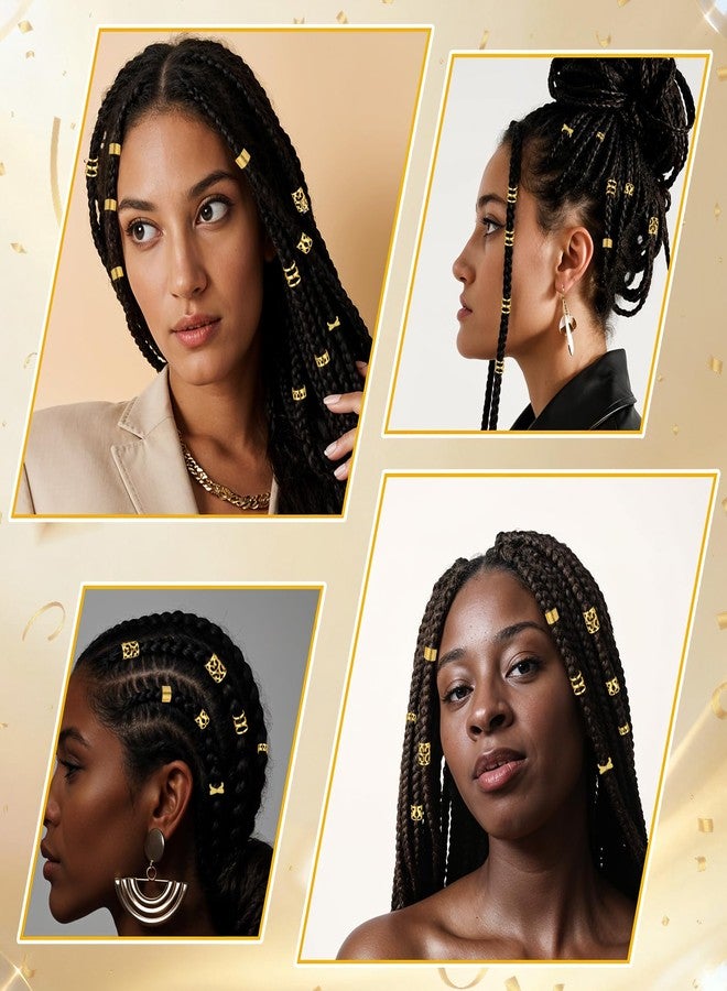 Matwsec 120PCS Gold Hair Jewelry for Braids, Loc Jewelry for Dreadlocks Metal Hair Clips for Braids Dreadlock Locs Accessories, Adjustable Hairs Cuff Coils Rings Charms Braiding Decoration - Image 5