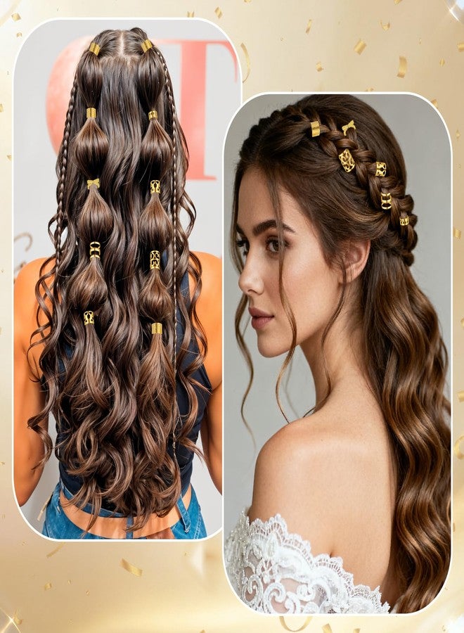 Matwsec 120PCS Gold Hair Jewelry for Braids, Loc Jewelry for Dreadlocks Metal Hair Clips for Braids Dreadlock Locs Accessories, Adjustable Hairs Cuff Coils Rings Charms Braiding Decoration - Image 3