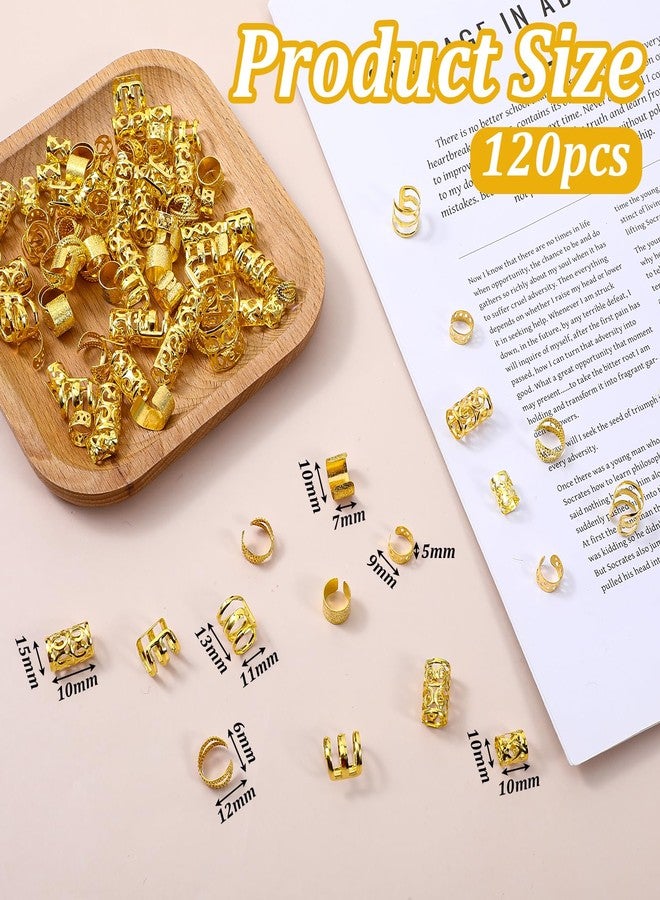 Matwsec 120PCS Gold Hair Jewelry for Braids, Loc Jewelry for Dreadlocks Metal Hair Clips for Braids Dreadlock Locs Accessories, Adjustable Hairs Cuff Coils Rings Charms Braiding Decoration - Image 2