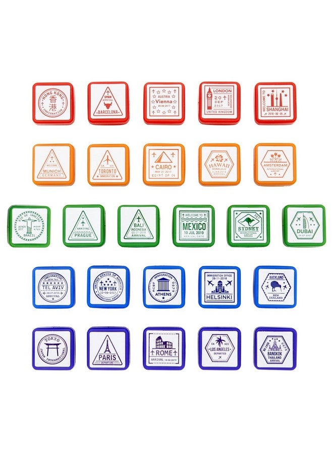 Bright Creations Passport Stamps, City and Country Stamp Set (1 x 1 in, 26 Pieces) - Image 1