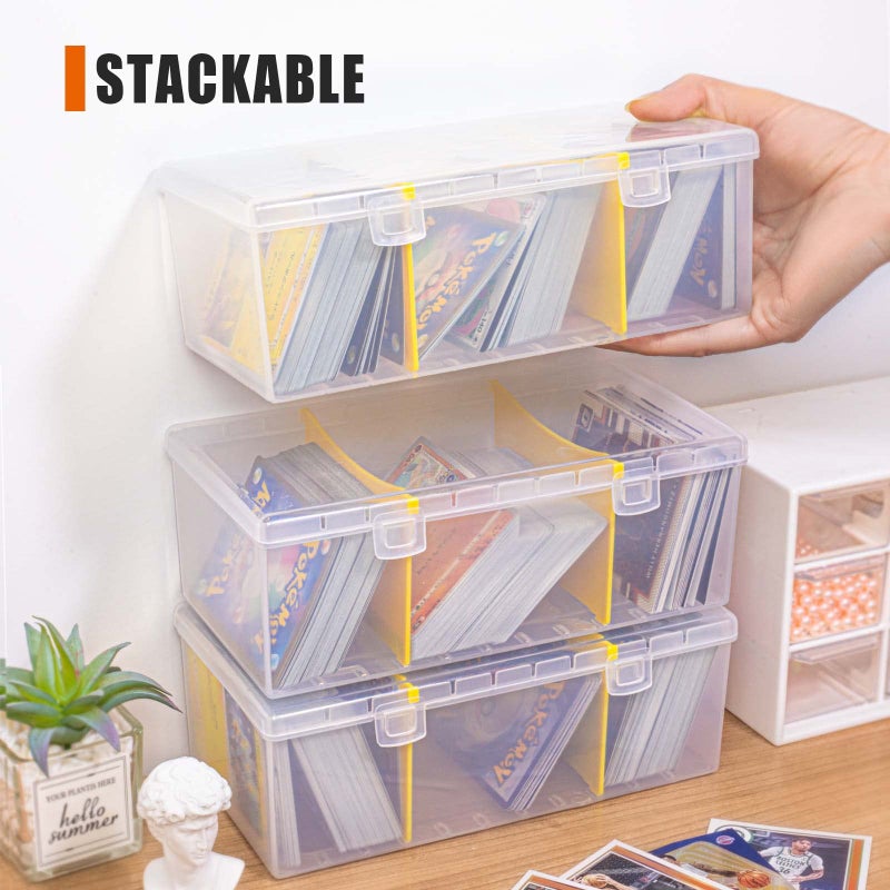 tutata 400 Count Plastic Trading Card Storage Box with Dividers, Baseball Card Storage Box, Sports Cards Holder Organizer - 1 PACK - Image 3