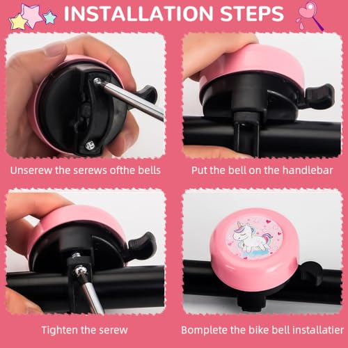 Proberos® Kids Bicycle Bell, Pink Cartoon Bicycle Bell, Lightweight Steel Design, Cycle Bell for Bicycle for Kids, Ultra Loud Cycle Hornfor 22mm Tube - Image 4