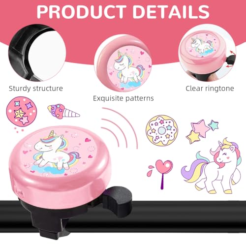 Proberos® Kids Bicycle Bell, Pink Cartoon Bicycle Bell, Lightweight Steel Design, Cycle Bell for Bicycle for Kids, Ultra Loud Cycle Hornfor 22mm Tube - Image 3