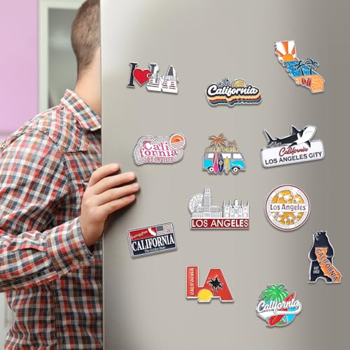 Konohan 12 Pcs California Magnets for Refrigerator Metal Fridge Magnet Magnetic California Souvenirs Gifts USA State Magnetic Los Angeles City Refrigerator Stickers, USA Flag, Coconut Tree - Image 5